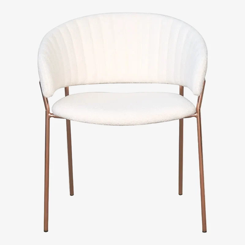 Pack 4 Sillas de comedor acero metalizado bouclé blanco Izma