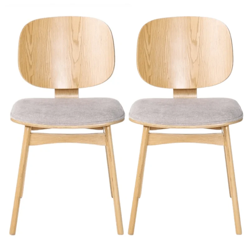 Pack 2 Sillas de comedor de madera y tapizado Everly natural