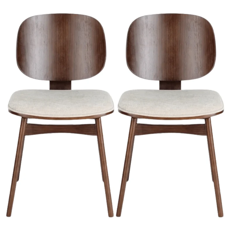Pack 2 Silla de comedor de madera y tapizado Everly nogal