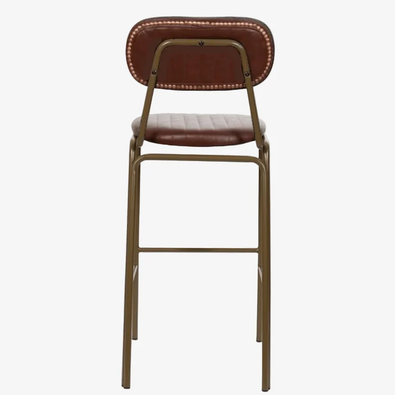 Taburete de bar vintage acero dorado y semi piel marrón Jerald H75