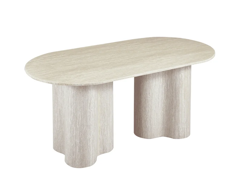 Tavolo da pranzo in marmo composito beige gambe forma organica 6 persone VANINA