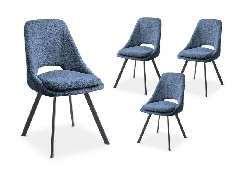 Set di 4 sedie NARCISSE effetto montone blu