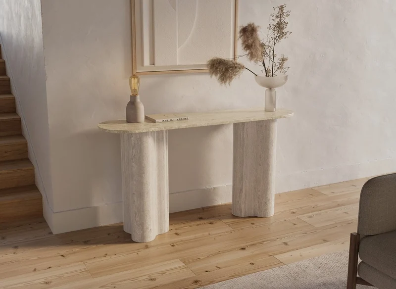 Consolle in marmo composito beige gambe forma organica VANINA