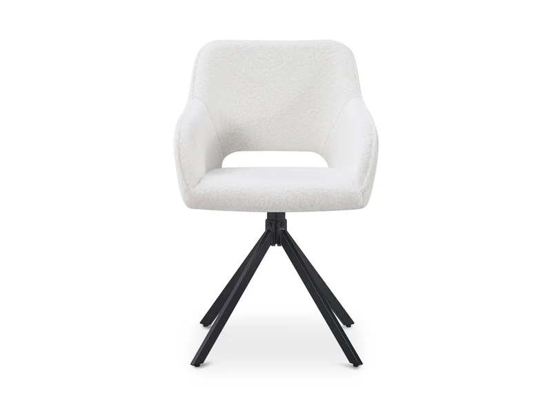 Set di 2 sedie girevoli di design in tessuto French terry bianco ecrù CIEL
