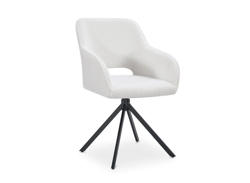 Set di 2 sedie girevoli di design in tessuto French terry bianco ecrù CIEL