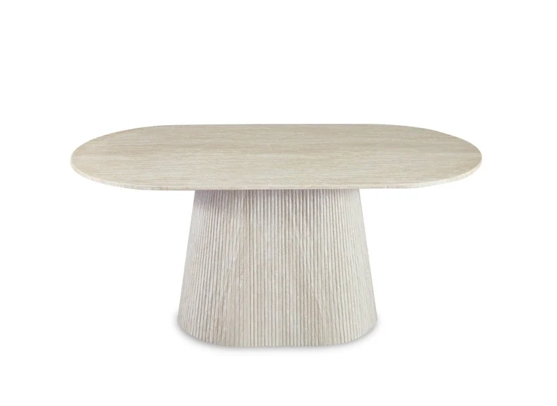 Tavolo da pranzo ovale in marmo composito beige per 6 persone TIANA