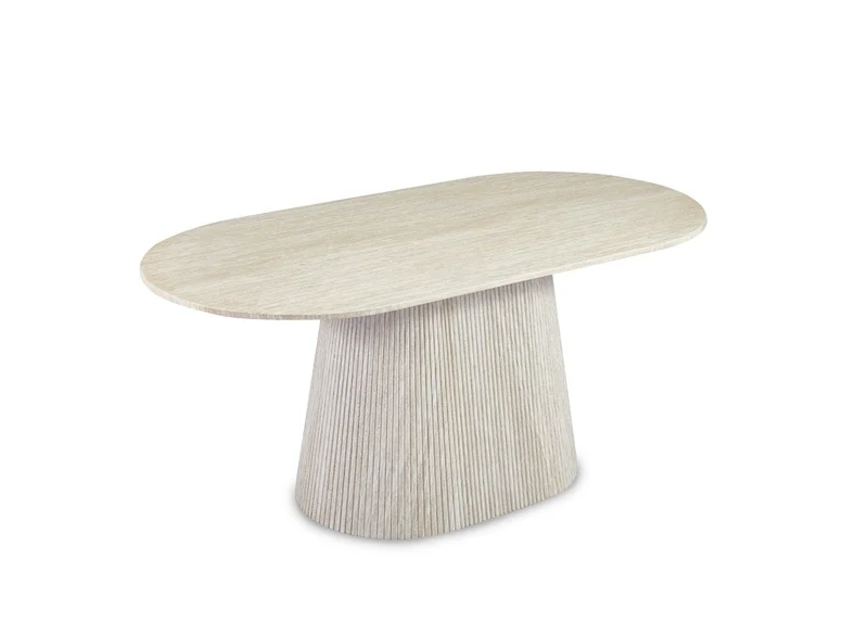 Tavolo da pranzo ovale in marmo composito beige per 6 persone TIANA