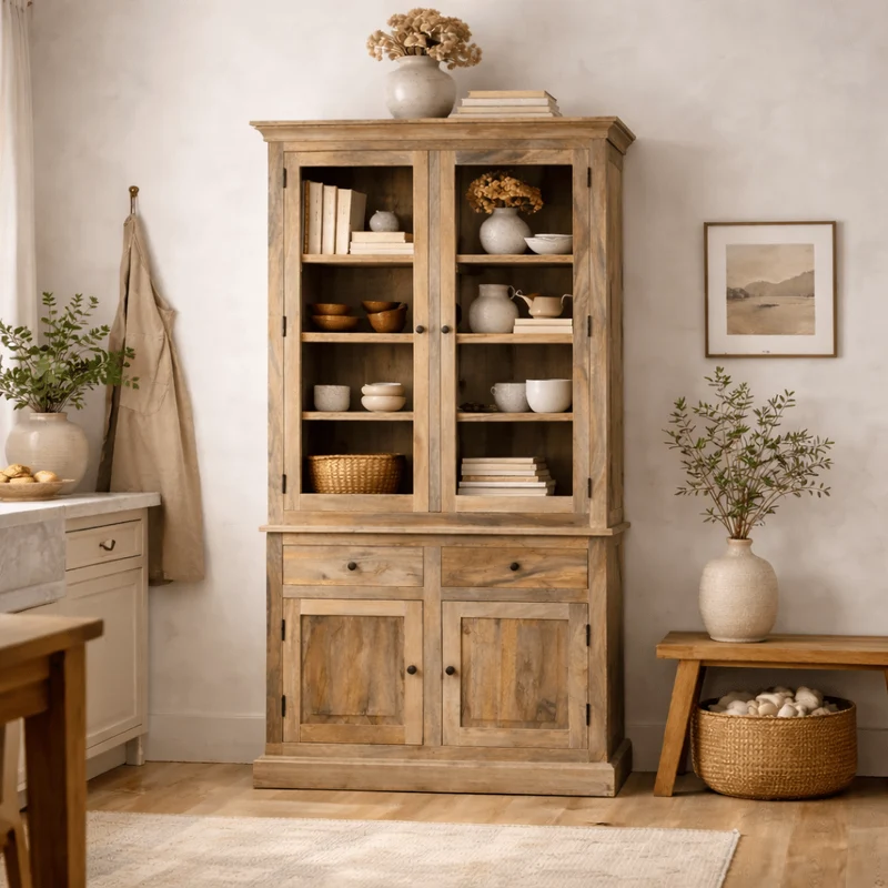 Alacena rústica de madera de mango Olide 2 puertas