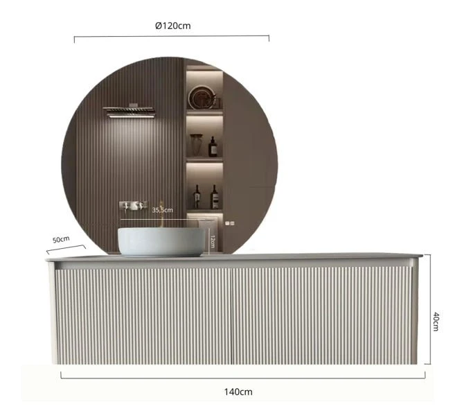 Mueble de baño 140 cm 2 cajones con lavabo y espejo led Vital
