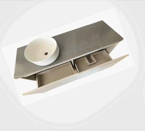 Mueble de baño 140 cm 2 cajones con lavabo y espejo led Vital