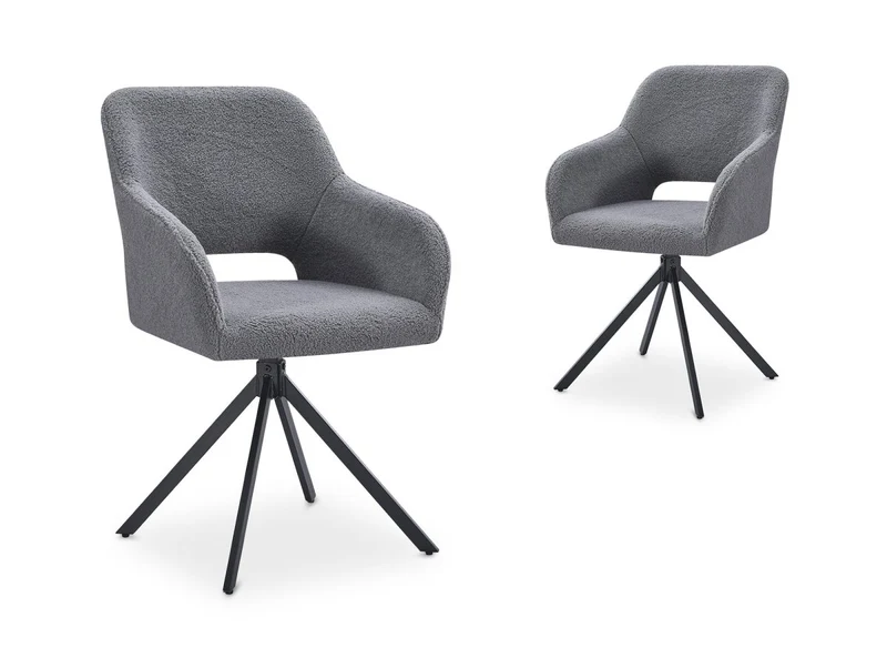 Set di 2 sedie girevoli di design in tessuto spugna CIEL grigio