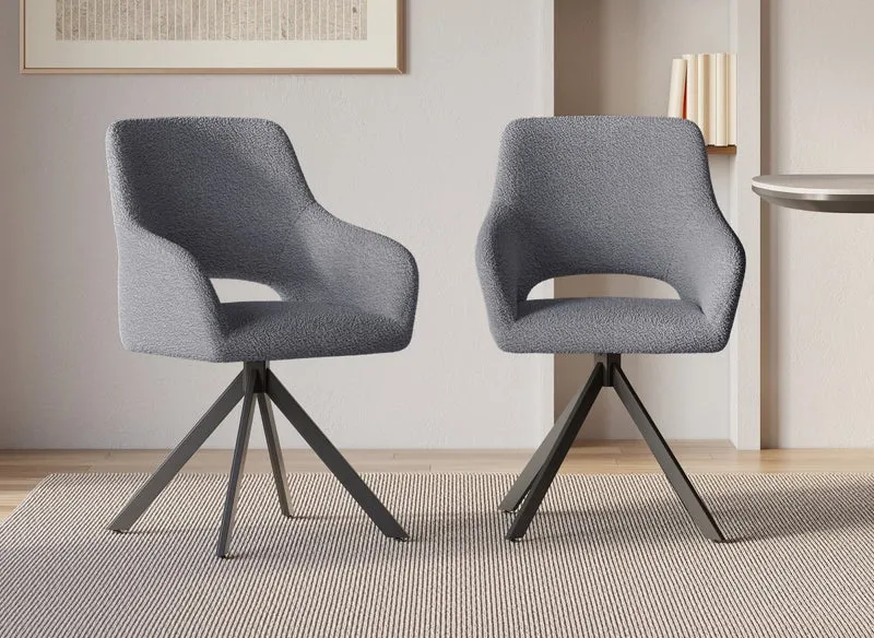 Set di 2 sedie girevoli di design in tessuto spugna CIEL grigio