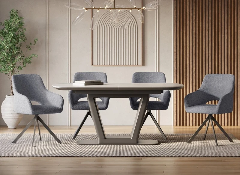 Set di 2 sedie girevoli di design in tessuto spugna CIEL grigio