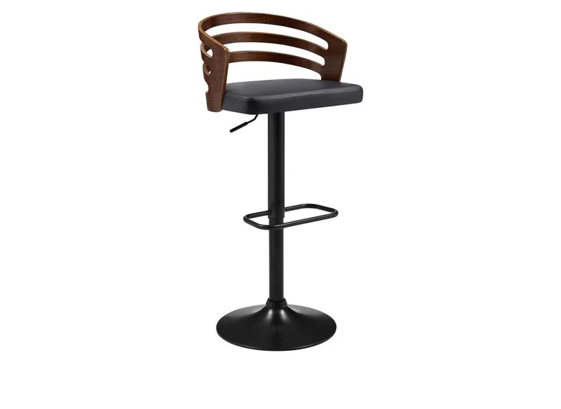 Sgabello da bar di design in legno e imitazione nera AIDEN