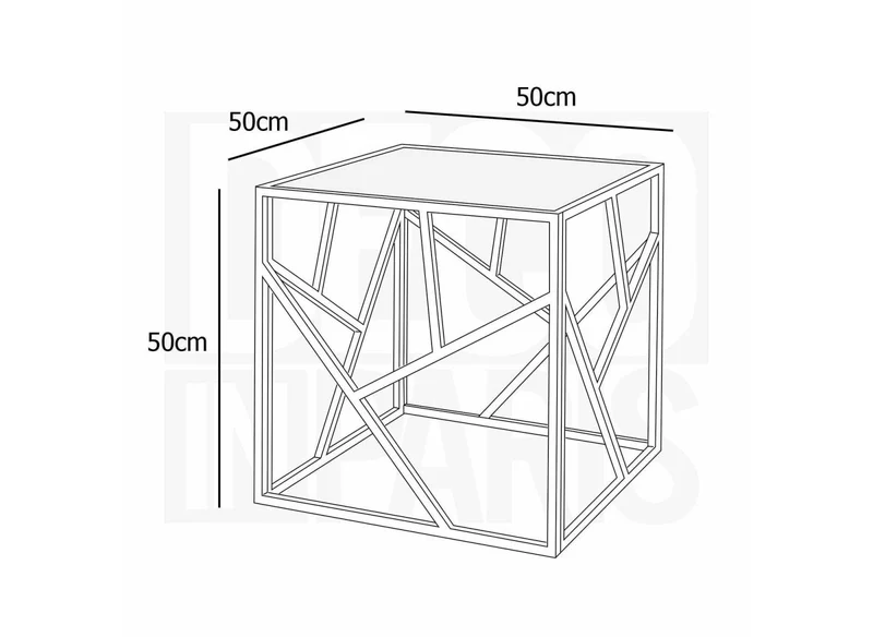 Tavolino di design in vetro nero e metallo dorato quadrato SOLAL
