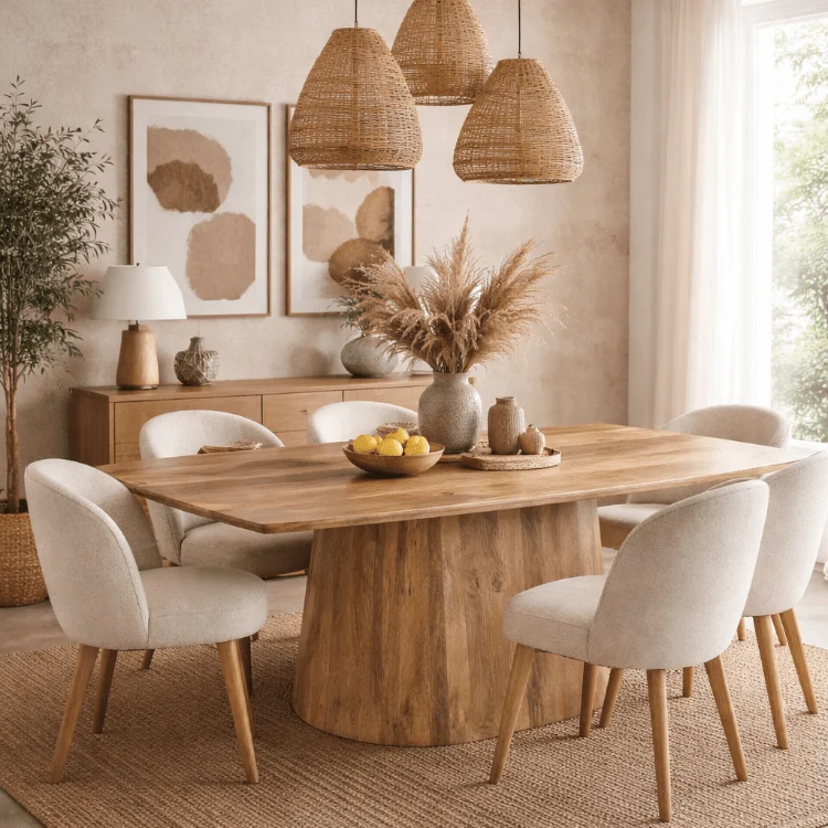 Mesa de comedor rectangular de madera de mango 220x110 Misuri