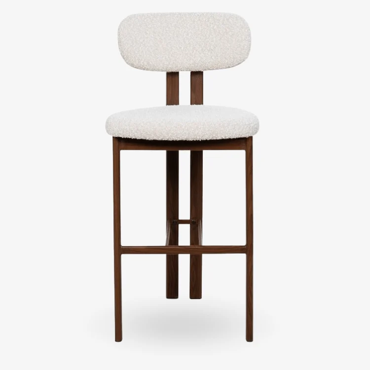 Taburete de cocina acero nogal tapizado bouclé H65 Liberty