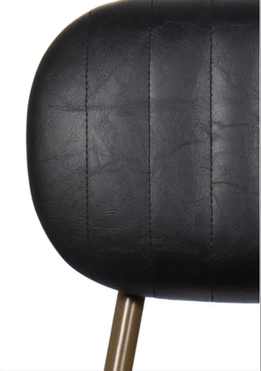 Taburete de bar vintage acero dorado y semi piel negro Jerald H75