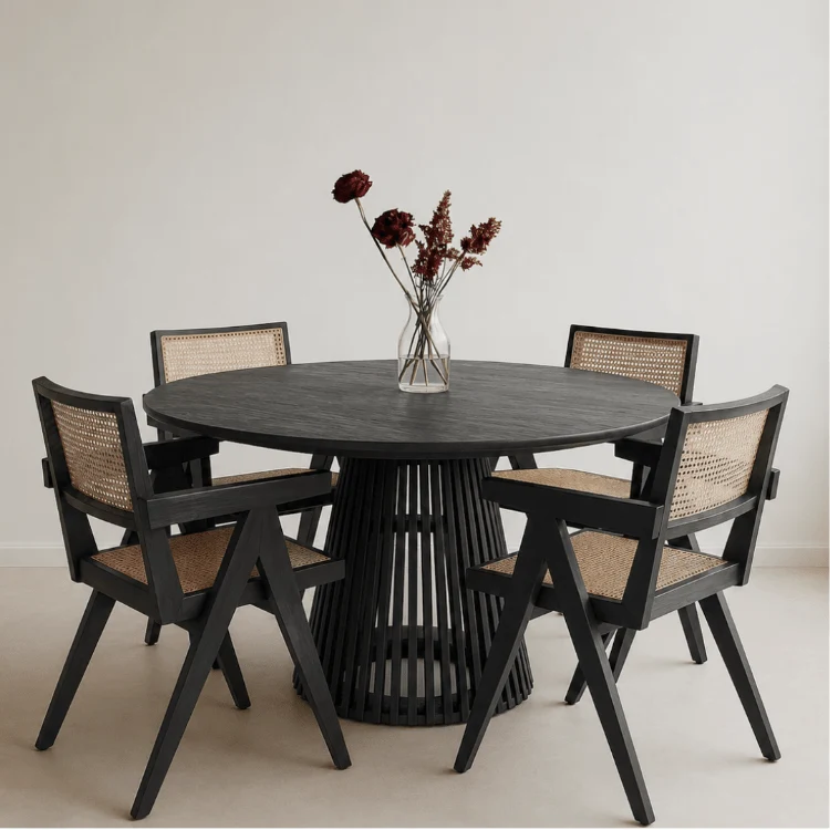 Mesa de comedor redonda madera acacia 120 cm