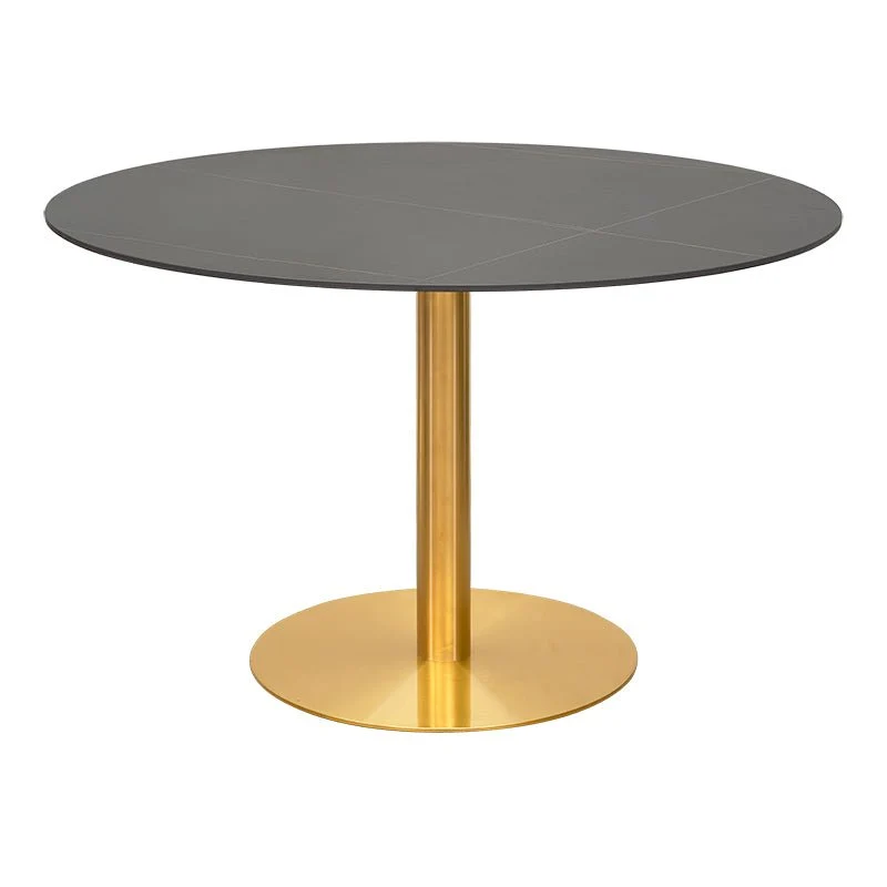 Mesa de comedor redonda inox dorada piedra sinterizada Ø130-Ø120