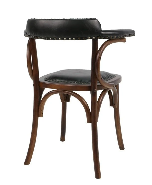 Silla vintage bistro apoyabrazos madera tapizado Bona negro