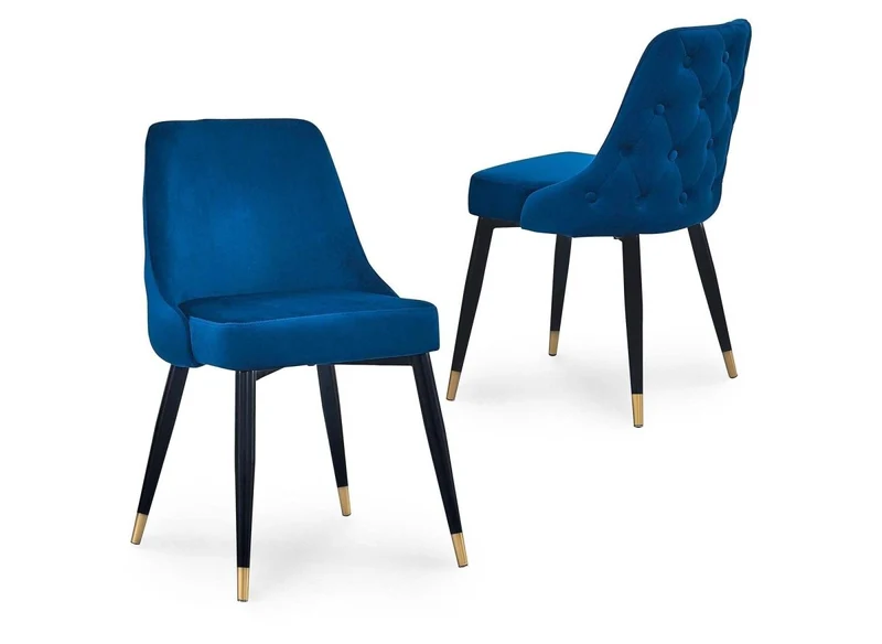 Set di 2 sedie imbottite in velluto blu DORINA