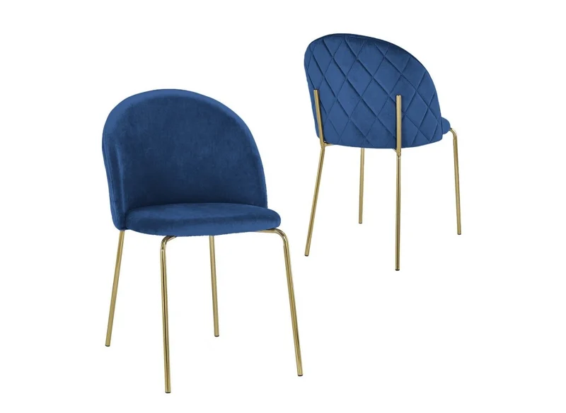 Set di 2 sedie di design KENNETH in velluto blu