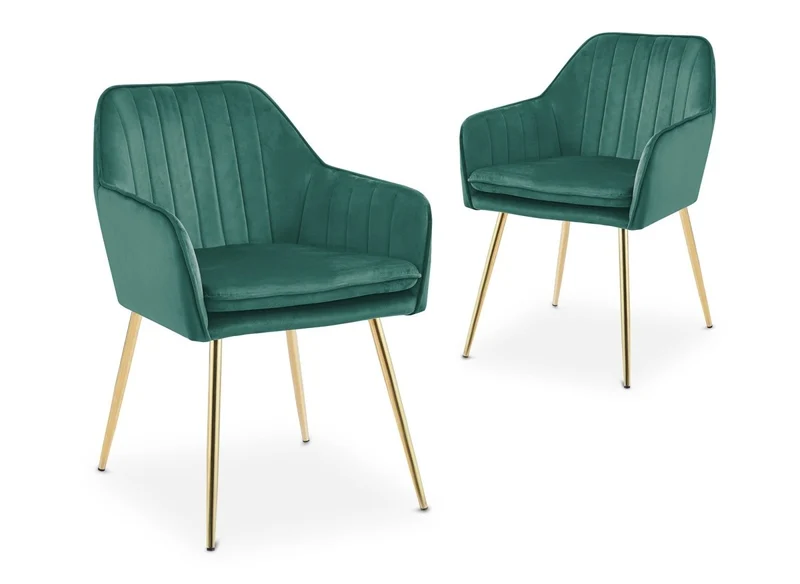 Set di 2 sedie con braccioli in velluto verde EDWIGE