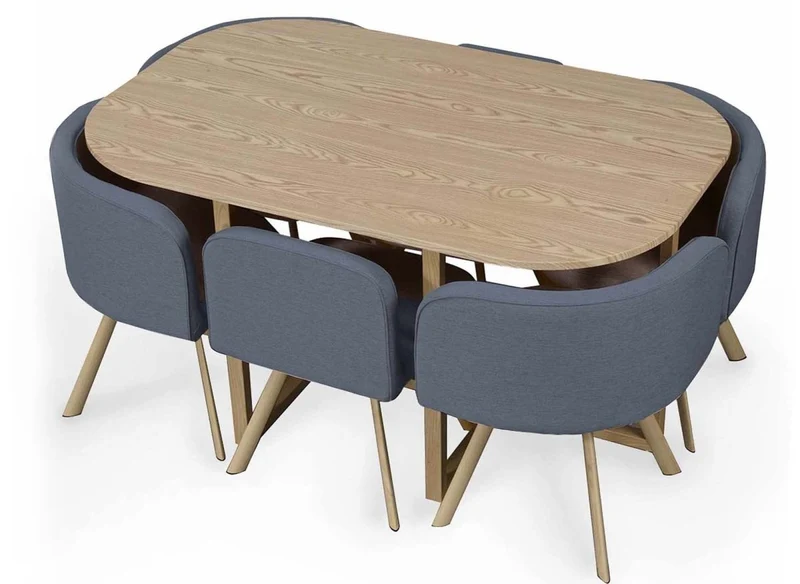 Set tavolo + 6 sedie da incasso grigie FLEN XL
