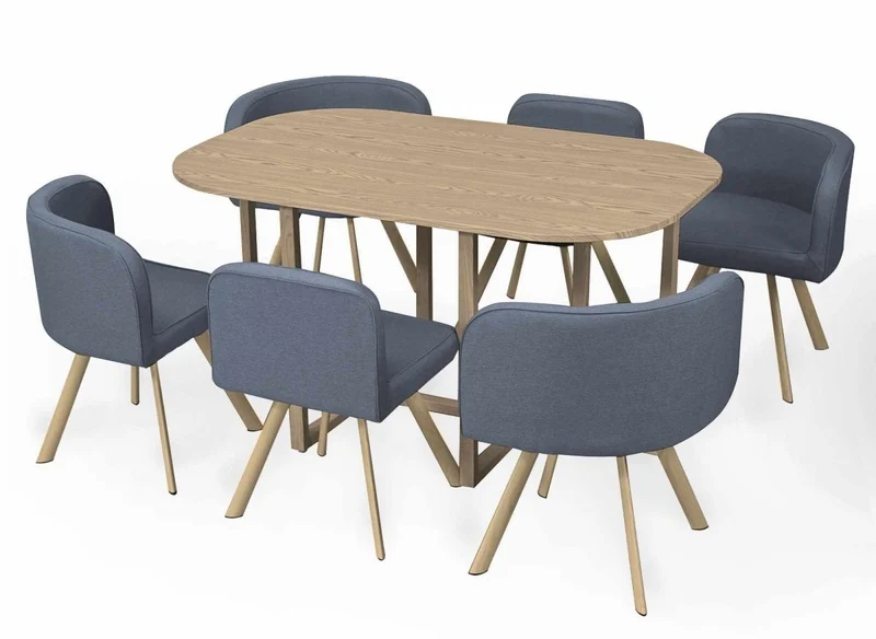 Set tavolo + 6 sedie da incasso grigie FLEN XL