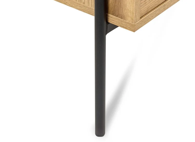 2-drawer chest of drawers in light wood and black metal SOHANE