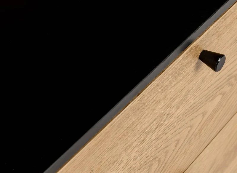 2-drawer chest of drawers in light wood and black metal SOHANE