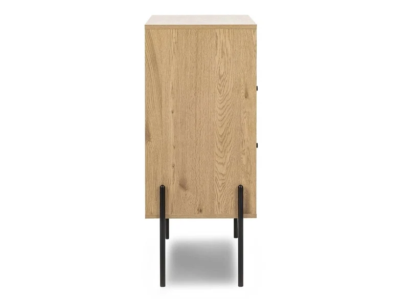 2-drawer chest of drawers in light wood and black metal SOHANE