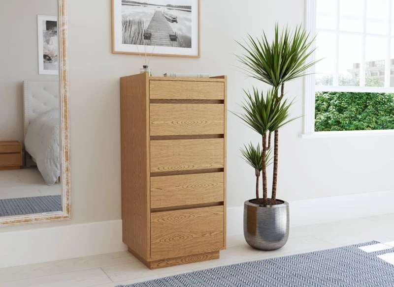 Cassettiera SACHA a 5 cassetti in legno color rovere