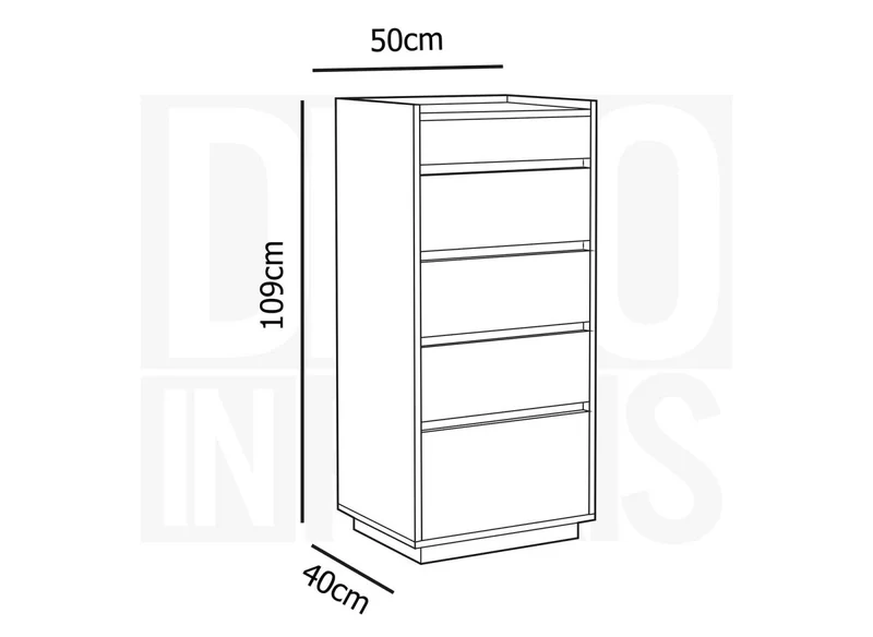 Cassettiera SACHA a 5 cassetti in legno color rovere