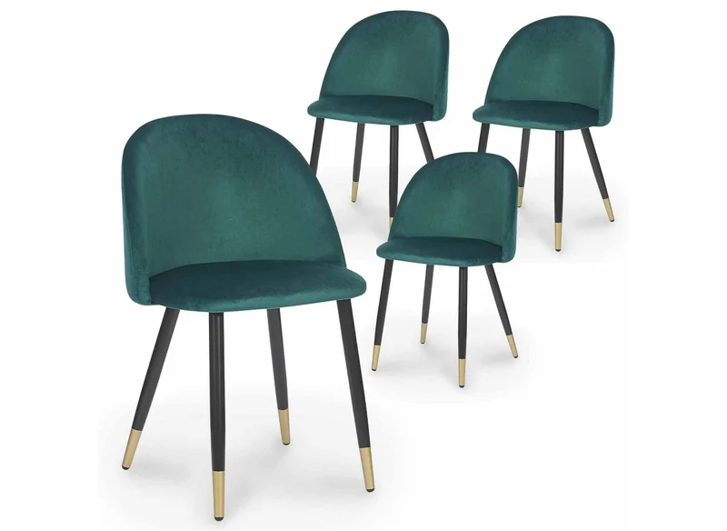 Set di 4 sedie di design in velluto verde LYDIA