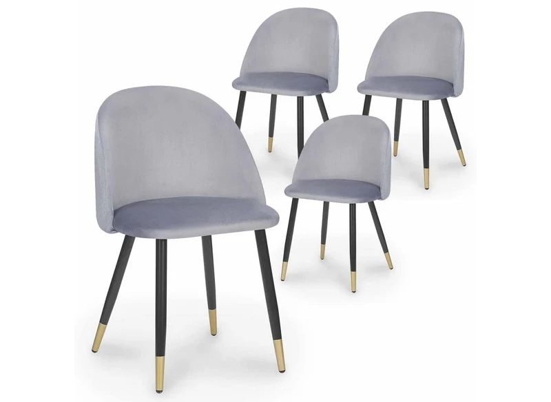 Set di 4 sedie di design in velluto grigio LYDIA