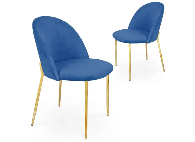 Set di 2 sedie di design in velluto blu ARABEL