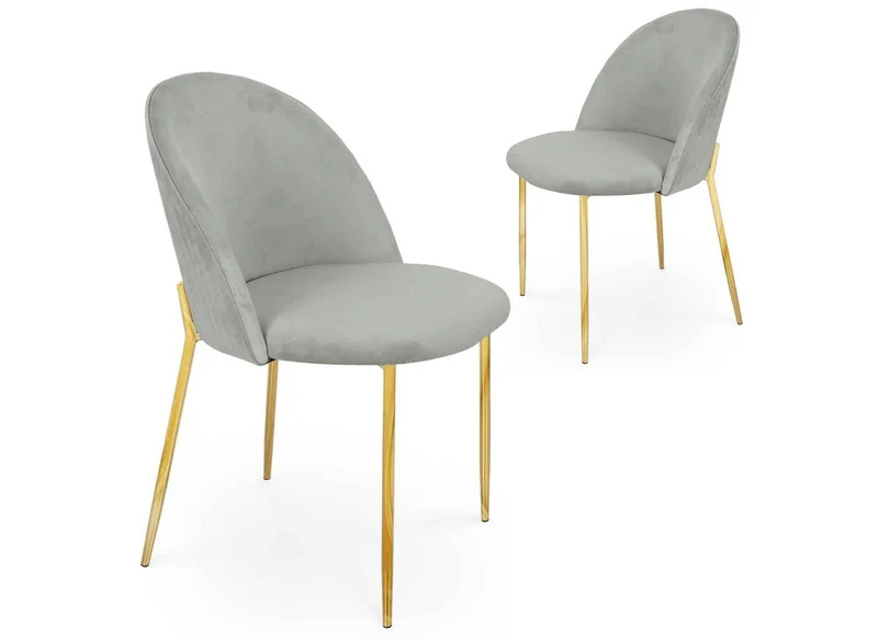 Set di 2 sedie di design in velluto grigio ARABEL