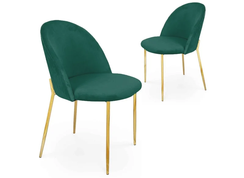 Set di 2 sedie di design in velluto verde ARABEL