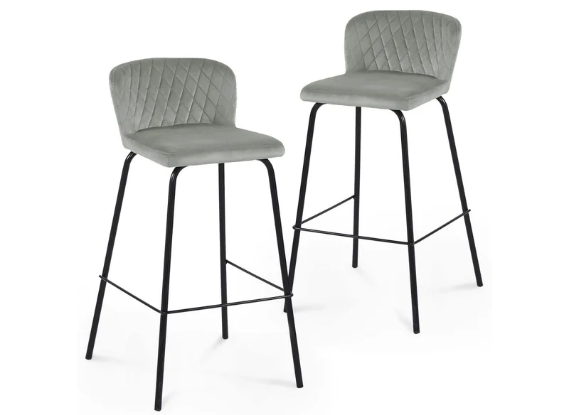 Set di 2 sgabelli da bar di design in velluto grigio BOSCO