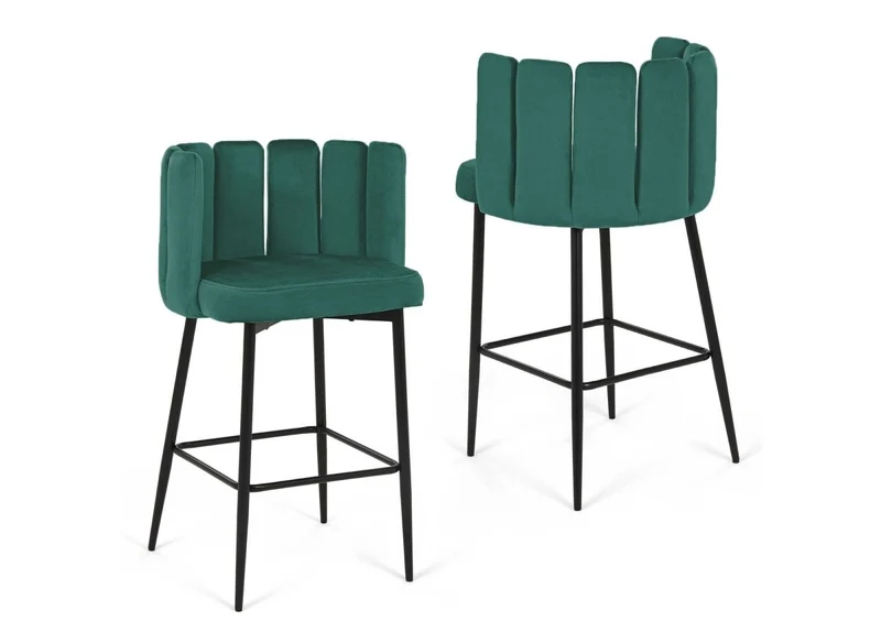 Set di 2 sgabelli da bar di design in velluto verde DEBBY