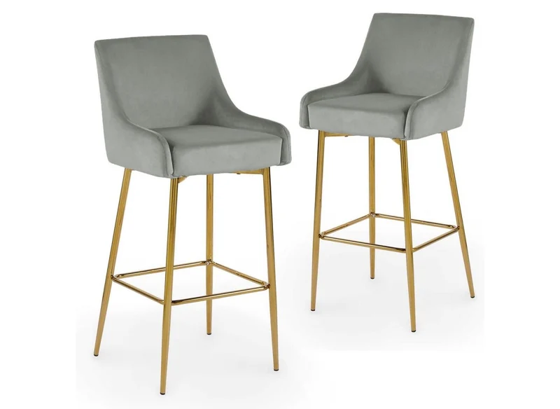 Set di 2 sgabelli da bar di design in velluto grigio LALYA