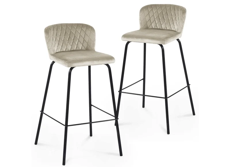 Set di 2 sgabelli da bar di design in velluto beige BOSCO