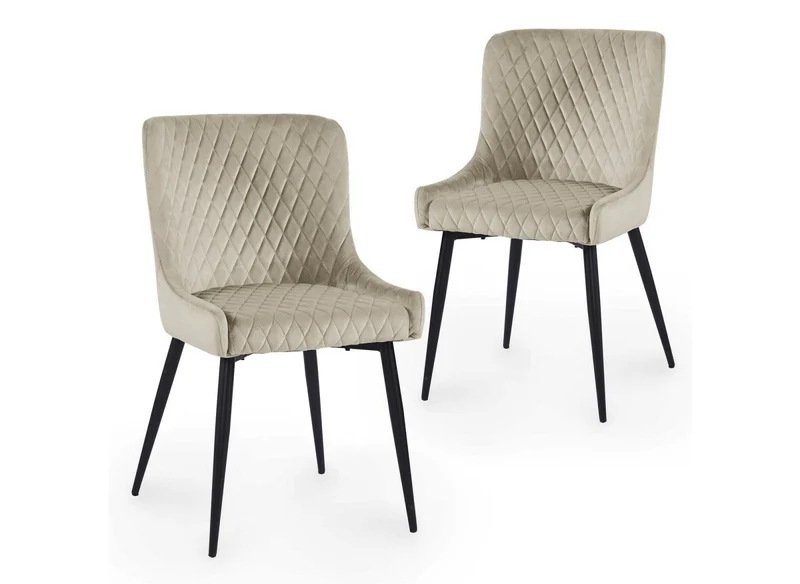 Set di 2 sedie di design in velluto beige JENNY