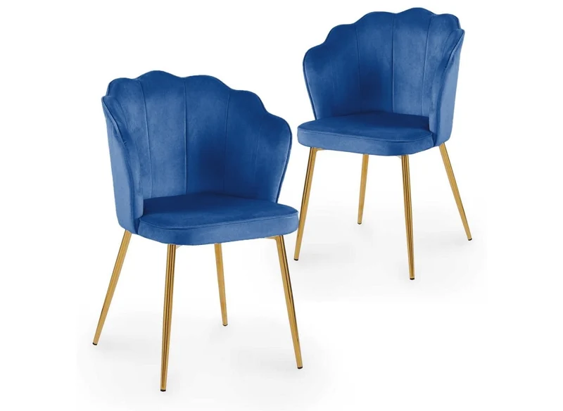 Set di 2 sedie di design in velluto blu GARANCE