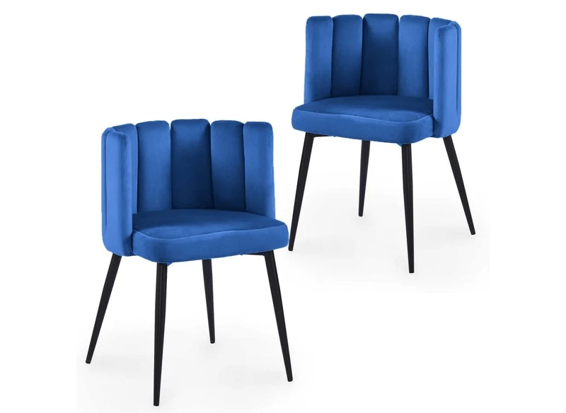 Set di 2 sedie di design in velluto blu DEBBY