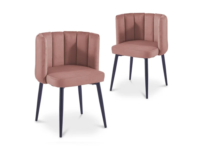 Set di 2 sedie di design in velluto rosa DEBBY
