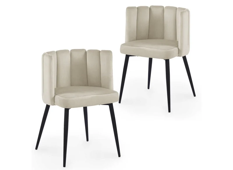 Set di 2 sedie di design in velluto beige DEBBY