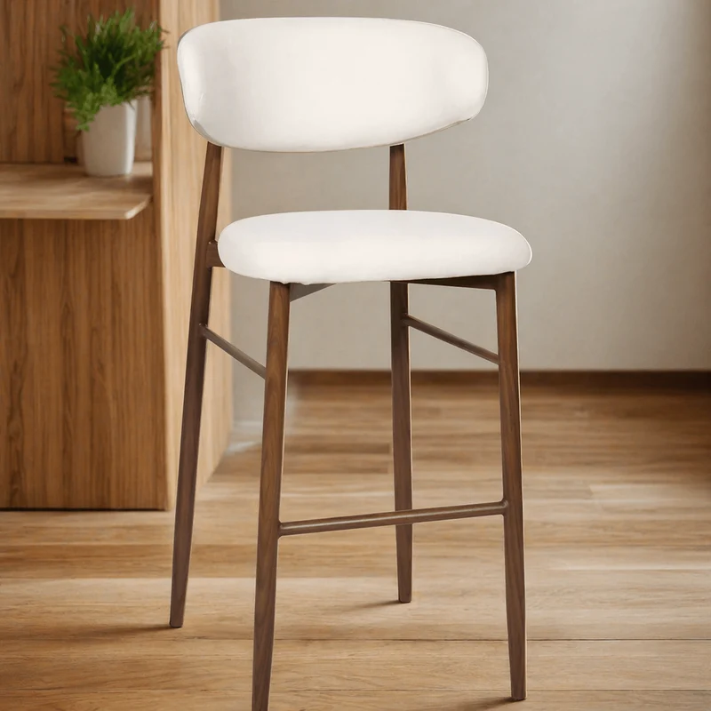 Taburete de bar nórdico acero nogal Olimpo 75cm